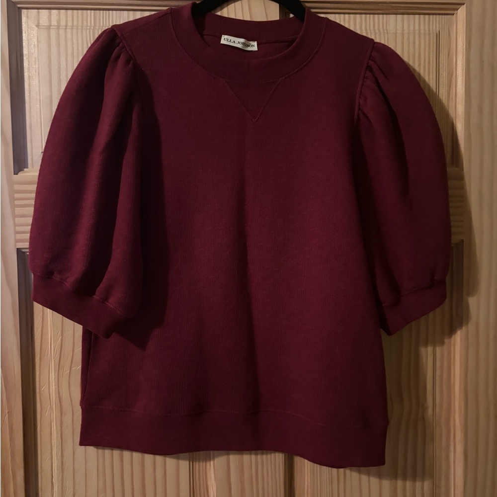 Like NEW! Ulla Johnson Maroon Puff Sleeve Sweatshirt Top